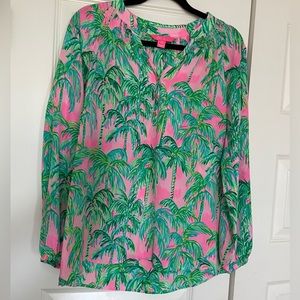 Lilly Pulitzer Palm Tree Elsa Blouse - S